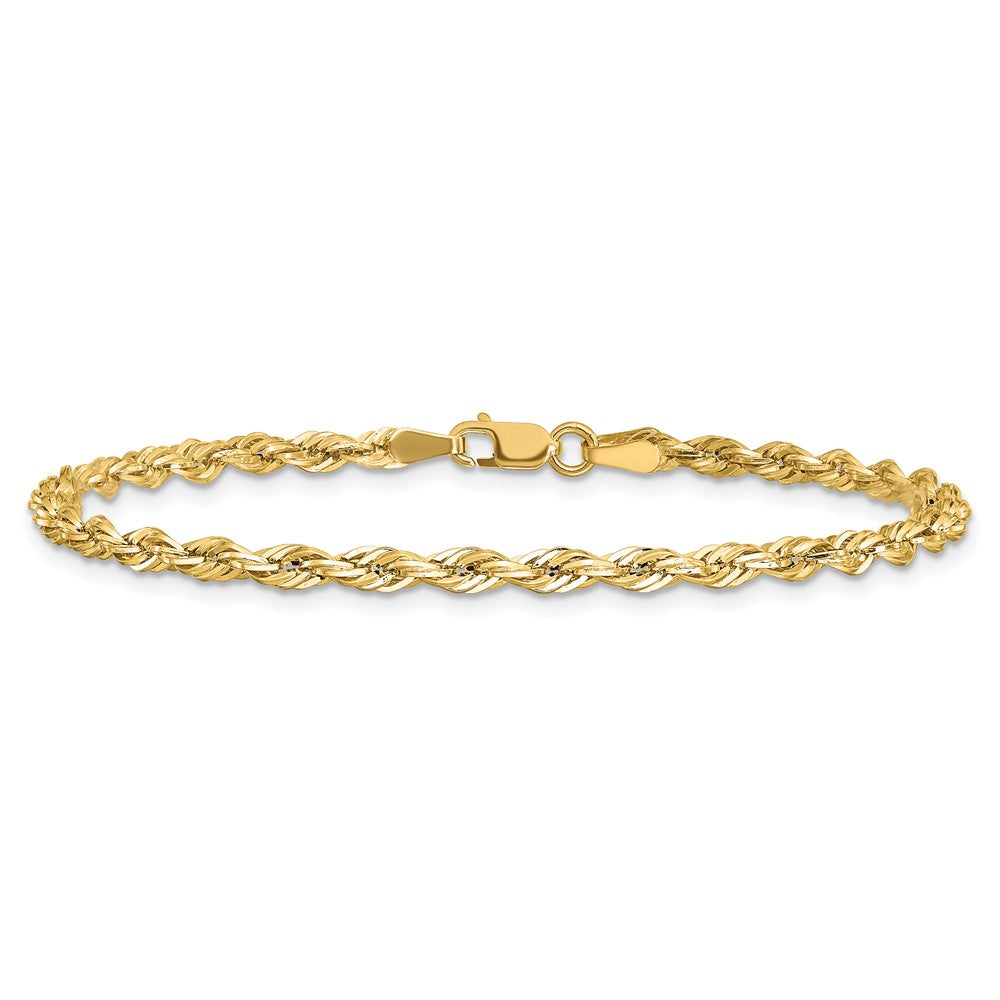 14K 8 inch 3mm Semi Solid Rope with Lobster Clasp Chain