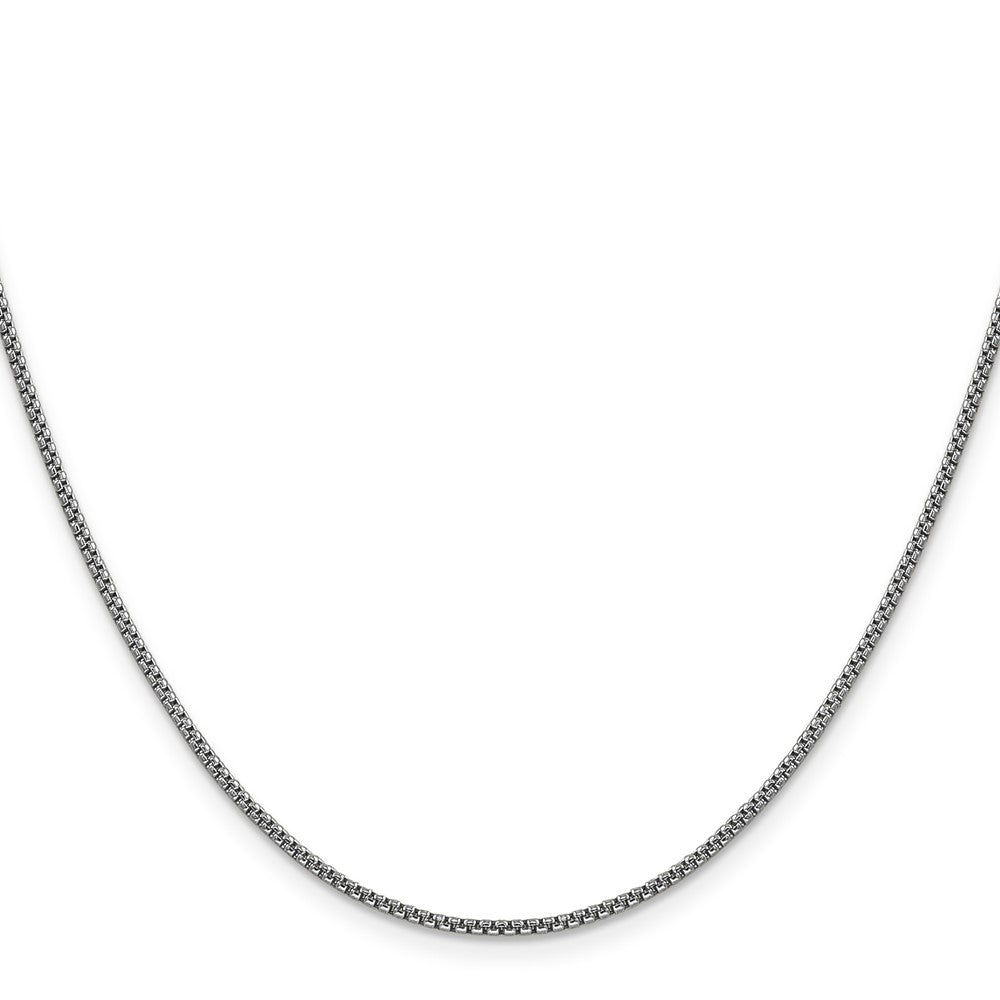 14K White Gold 28 inch 1.5mm Semi-Solid Round Box with Lobster Clasp Chain