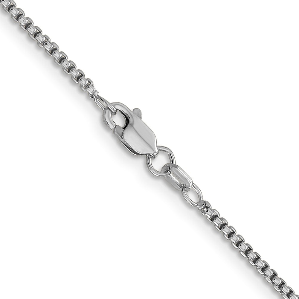 14K White Gold 16 inch 1.5mm Semi-Solid Round Box with Lobster Clasp Chain