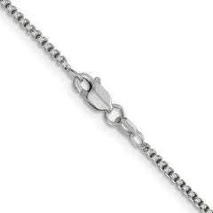 14K White Gold 28 inch 1.5mm Semi-Solid Round Box with Lobster Clasp Chain