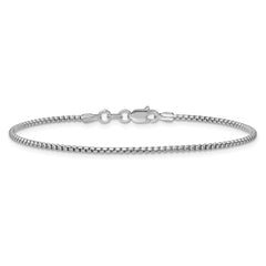 14K White Gold 7 inch 1.5mm Semi-Solid Round Box with Lobster Clasp Bracelet