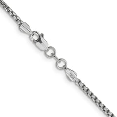 14K White Gold 28 inch 1.75mm Semi-Solid Round Box with Lobster Clasp Chain