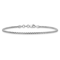 14K White Gold 8 inch 1.75mm Semi-Solid Round Box with Lobster Clasp Bracelet
