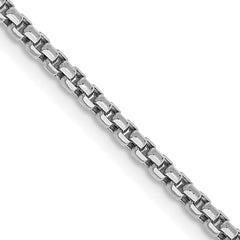 14K White Gold 28 inch 1.75mm Semi-Solid Round Box with Lobster Clasp Chain