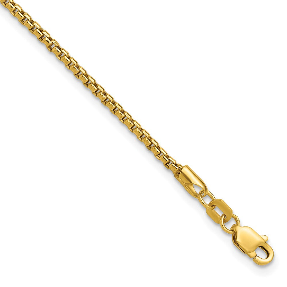 14K 7 inch 1.75mm Semi-Solid Round Box with Lobster Clasp Bracelet