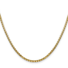 14K 22 inch 2.45mm Semi-Solid Round Box with Lobster Clasp Chain