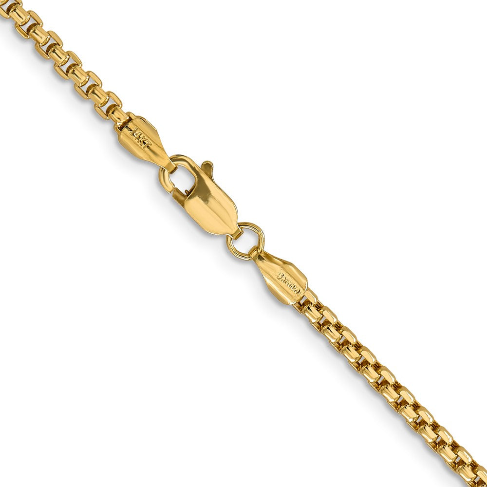 14K 22 inch 2.45mm Semi-Solid Round Box with Lobster Clasp Chain