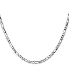 14K White Gold 26 inch 3.5mm Semi-Solid Figaro with Lobster Clasp Chain