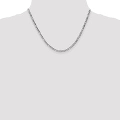 14K White Gold 18 inch 3.5mm Semi-Solid Figaro with Lobster Clasp Chain