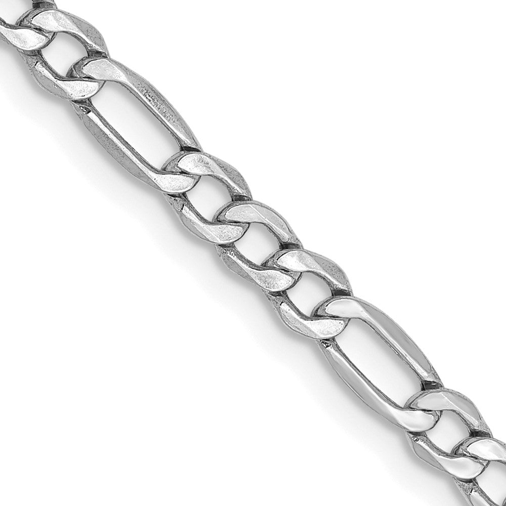 14K White Gold 26 inch 3.5mm Semi-Solid Figaro with Lobster Clasp Chain