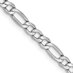 14K White Gold 26 inch 3.5mm Semi-Solid Figaro with Lobster Clasp Chain