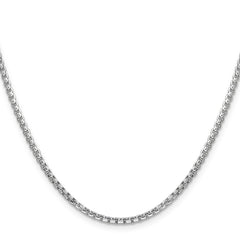 14K White Gold 20 inch 2.45mm Semi-Solid Round Box with Lobster Clasp Chain