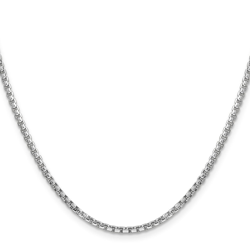 14K White Gold 26 inch 2.45mm Semi-Solid Round Box with Lobster Clasp Chain