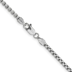 14K White Gold 28 inch 2.45mm Semi-Solid Round Box with Lobster Clasp Chain