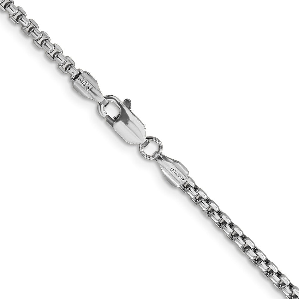 14K White Gold 26 inch 2.45mm Semi-Solid Round Box with Lobster Clasp Chain