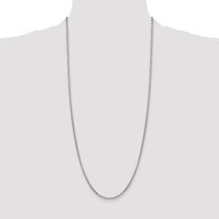 14K White Gold 30 inch 2.45mm Semi-Solid Round Box with Lobster Clasp Chain