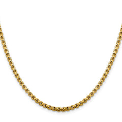 14K 28 inch 3.6mm Semi-Solid Round Box with Lobster Clasp Chain
