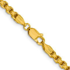 14K 30 inch 3.6mm Semi-Solid Round Box with Lobster Clasp Chain