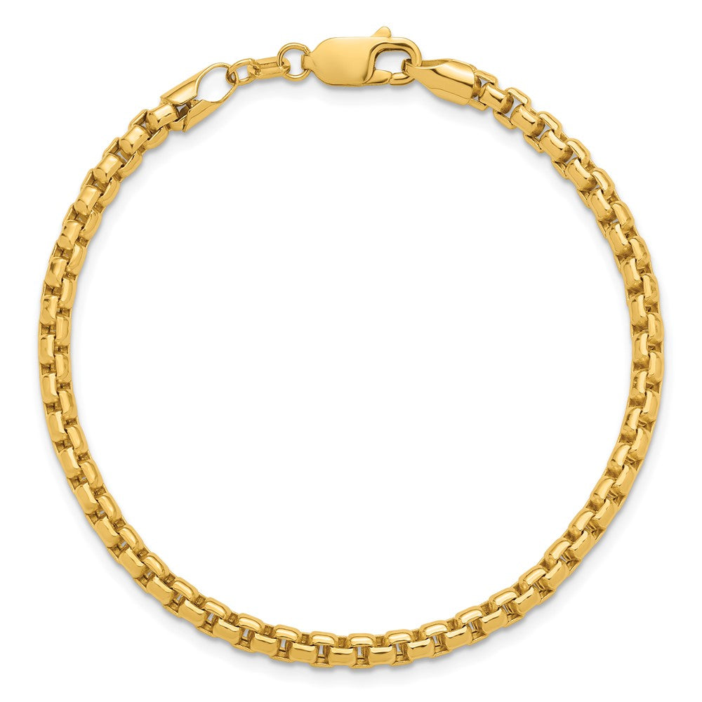 14K 8 inch 3.6mm Semi-Solid Round Box with Lobster Clasp Bracelet