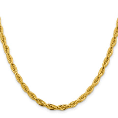 14K 24 inch 4.75mm Semi Solid Rope with Lobster Clasp Chain