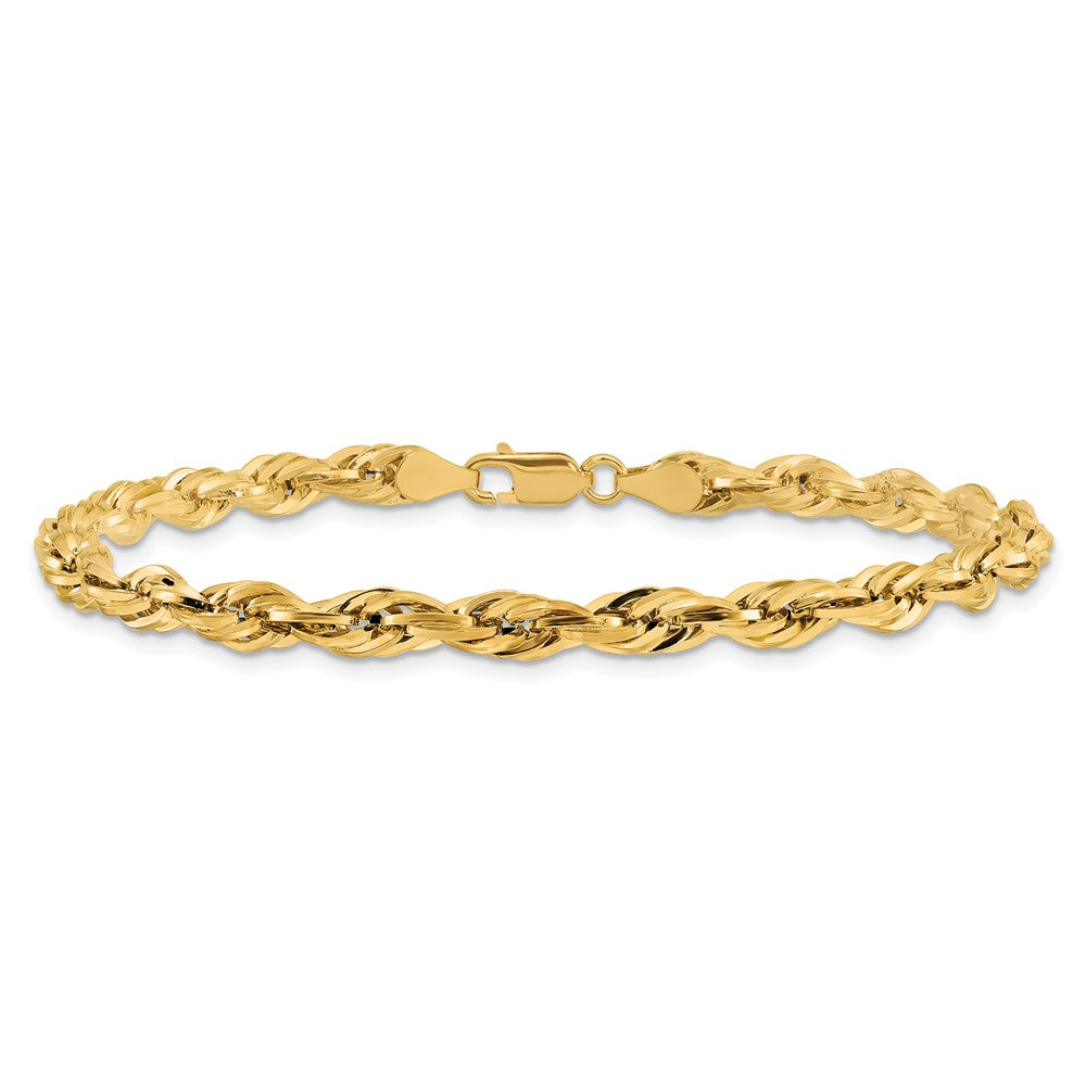 14K 8 inch 4.75mm Semi Solid Rope with Lobster Clasp Chain