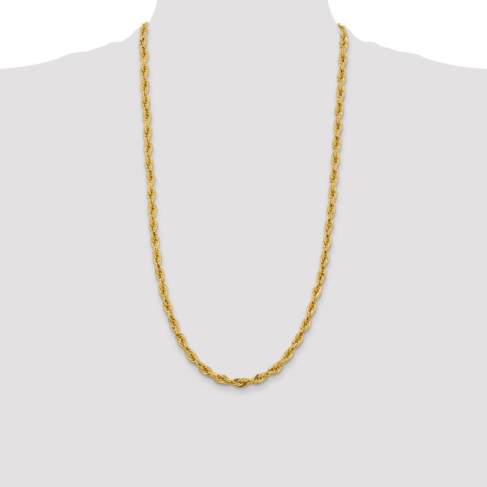 14K 28 inch 5.4mm Semi Solid Rope with Lobster Clasp Chain