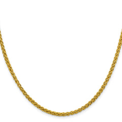 14K 22 inch 3.45mm Semi-Solid Wheat with Lobster Clasp Chain