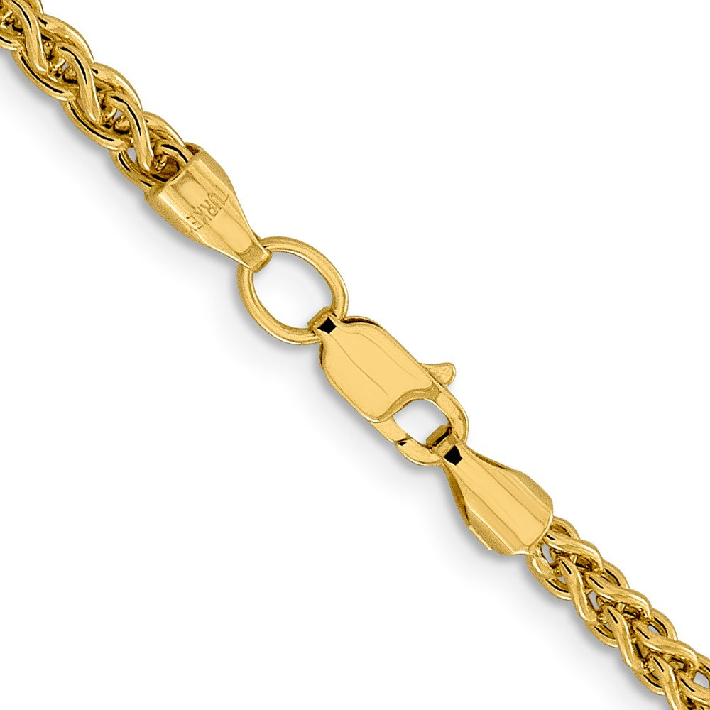 14K 22 inch 3.45mm Semi-Solid Wheat with Lobster Clasp Chain