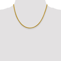 14K 18 inch 3.45mm Semi-Solid Wheat with Lobster Clasp Chain