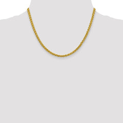 14K 18 inch 4.15mm Semi-Solid Wheat with Lobster Clasp Chain