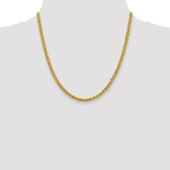 14K 20 inch 4.15mm Semi-Solid Wheat with Lobster Clasp Chain