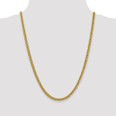14K 24 inch 4.65mm Semi-Solid 3-Wire Wheat with Lobster Clasp Chain