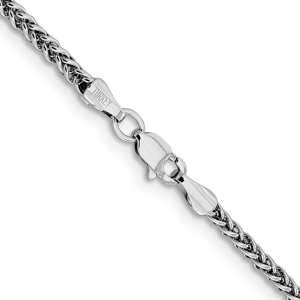 14K White Gold 24 inch 2.35mm Semi-Solid 3-Wire Wheat with Lobster Clasp Chain