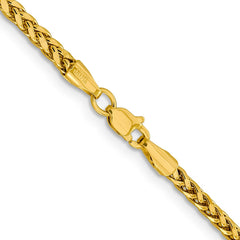 14K 16 inch 2.5mm Semi-Solid Diamond-cut Wheat with Lobster Clasp Chain