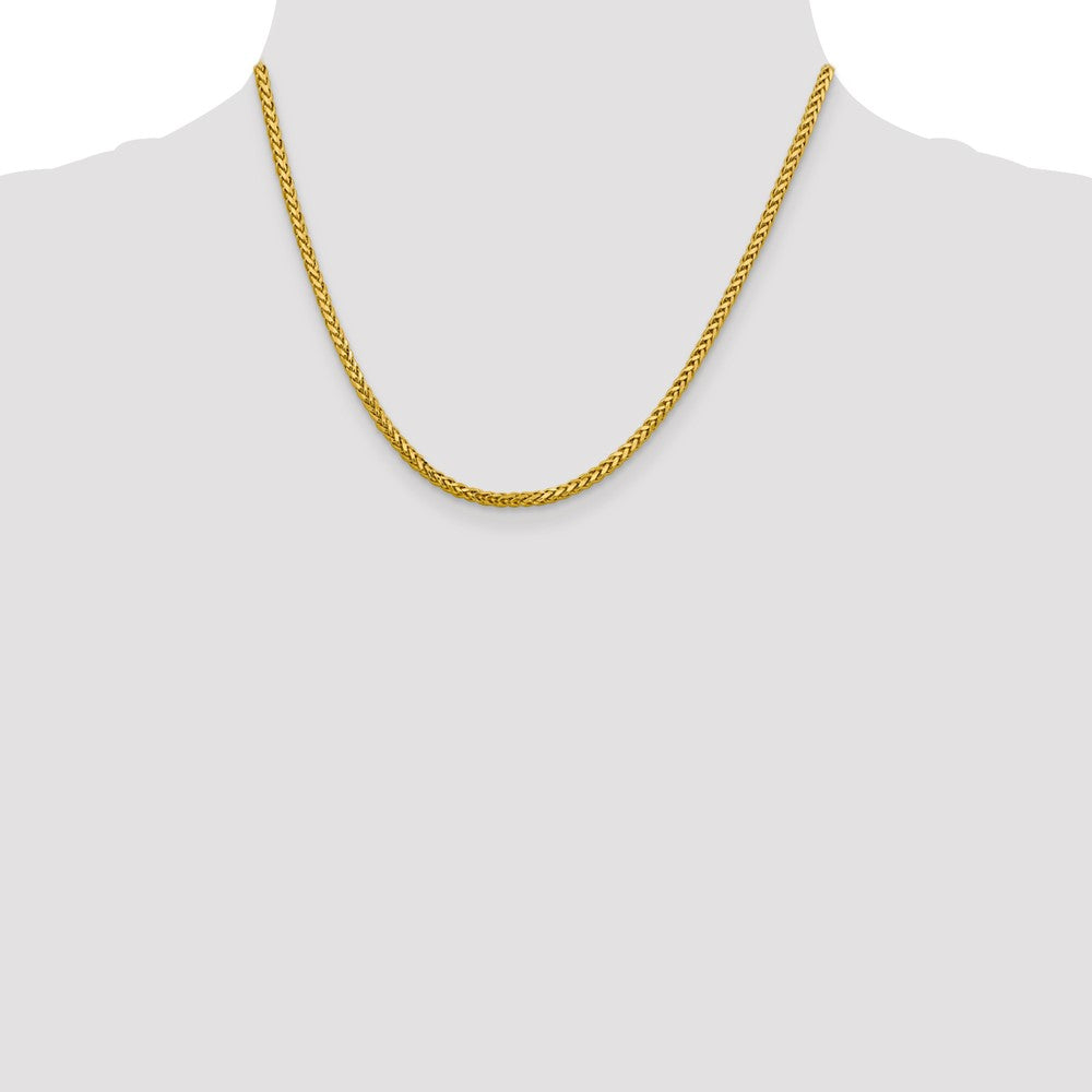 14K 18 inch 2.5mm Semi-Solid Diamond-cut Wheat with Lobster Clasp Chain