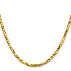 14K 22 inch 3.1mm Semi-Solid Diamond-cut Wheat with Lobster Clasp Chain