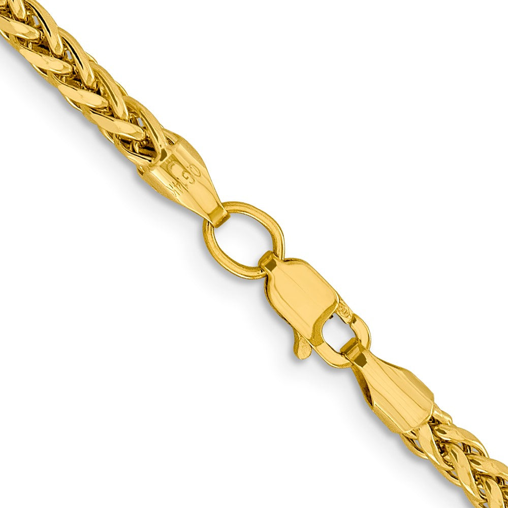 14K 18 inch 3.1mm Semi-Solid Diamond-cut Wheat with Lobster Clasp Chain