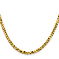 14K 24 inch 3.7mm Semi-Solid Diamond-cut Wheat with Lobster Clasp Chain