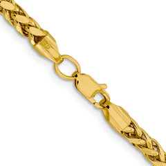 14K 24 inch 3.7mm Semi-Solid Diamond-cut Wheat with Lobster Clasp Chain