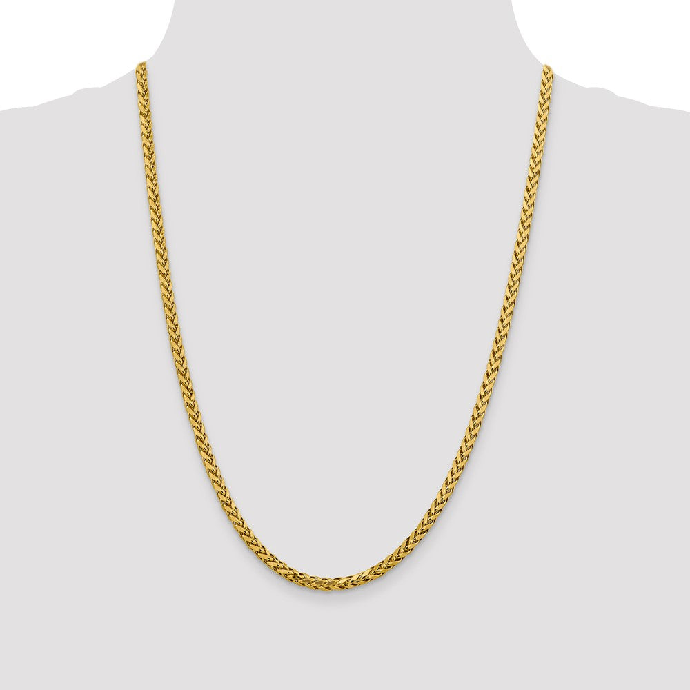 14K 24 inch 3.7mm Semi-Solid Diamond-cut Wheat with Lobster Clasp Chain