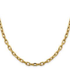 14K 24 inch 4.9mm Semi-Solid Diamond-cut Open Link Cable with Lobster Clasp Chain