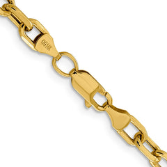 14K 20 inch 4.9mm Semi-Solid Diamond-cut Open Link Cable with Lobster Clasp Chain