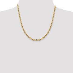 14K 20 inch 4.9mm Semi-Solid Diamond-cut Open Link Cable with Lobster Clasp Chain