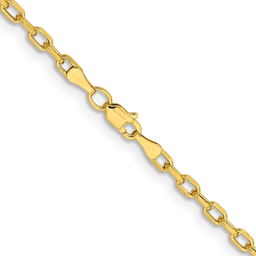 14K Yellow Gold 18 inch 3mm Semi-Solid Diamond-cut Open Link Cable with Lobster Clasp Chain