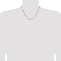 14K Yellow Gold 18 inch 3mm Semi-Solid Diamond-cut Open Link Cable with Lobster Clasp Chain