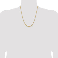 14K Yellow Gold 22 inch 3mm Semi-Solid Diamond-cut Open Link Cable with Lobster Clasp Chain