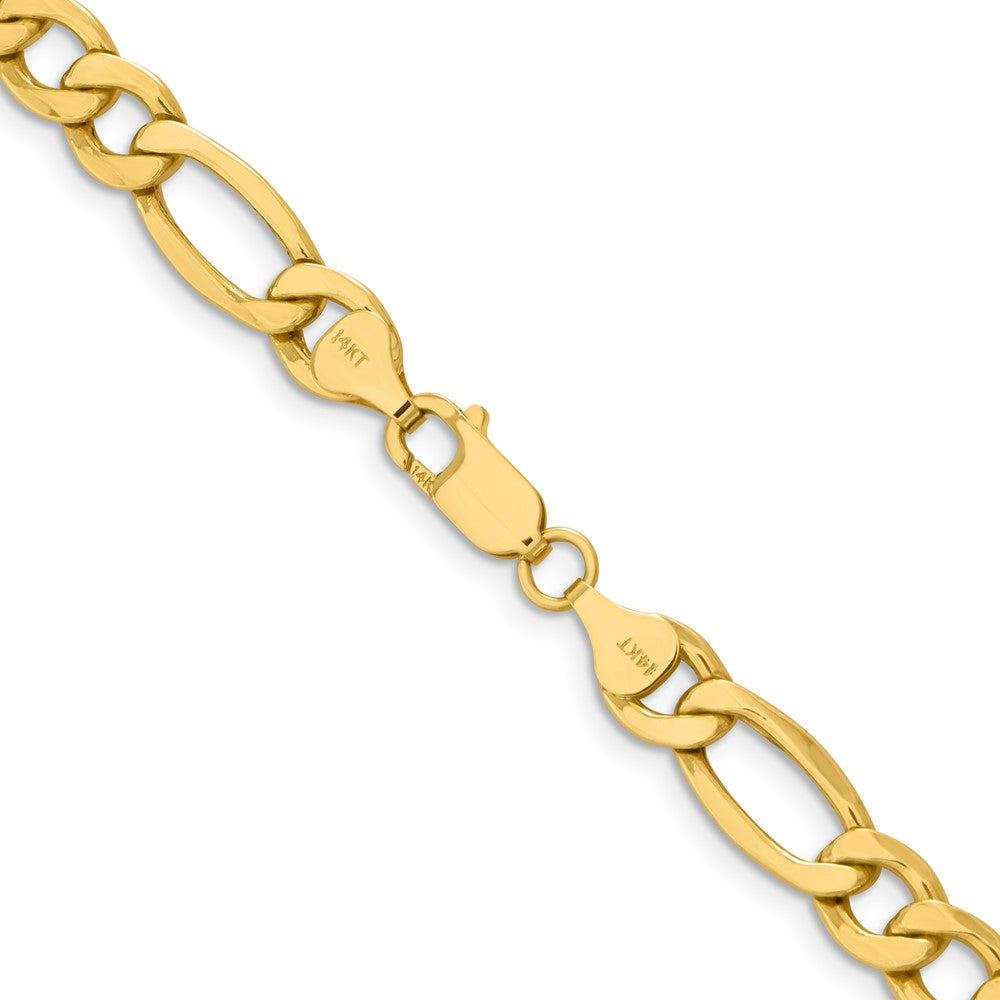 14K 24 inch 8.5mm Semi-Solid Figaro with Lobster Clasp Chain