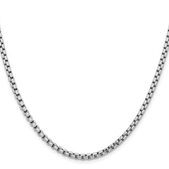 14K White Gold 28 inch 3.6mm Semi-Solid Round Box with Lobster Clasp Chain