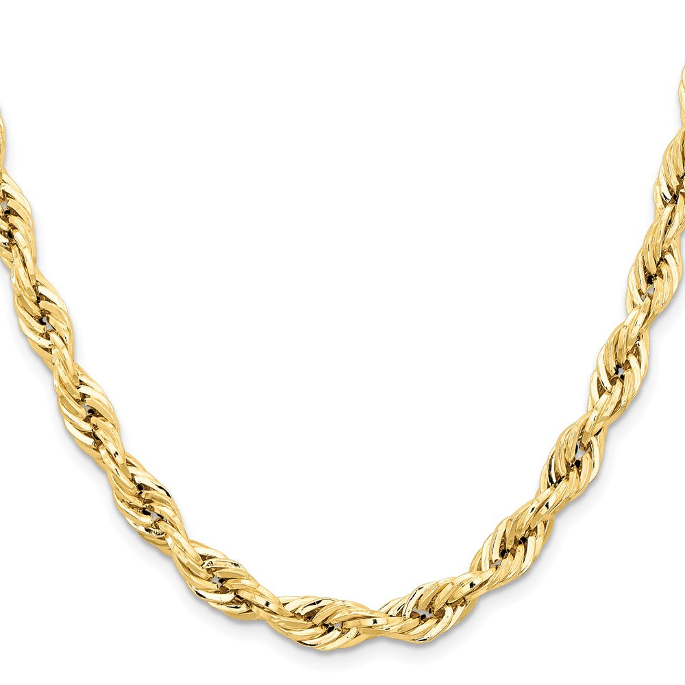 14K 24 inch 7mm Semi Solid Rope with Lobster Clasp Chain