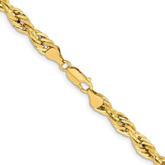 14K 22 inch 7mm Semi Solid Rope with Lobster Clasp Chain